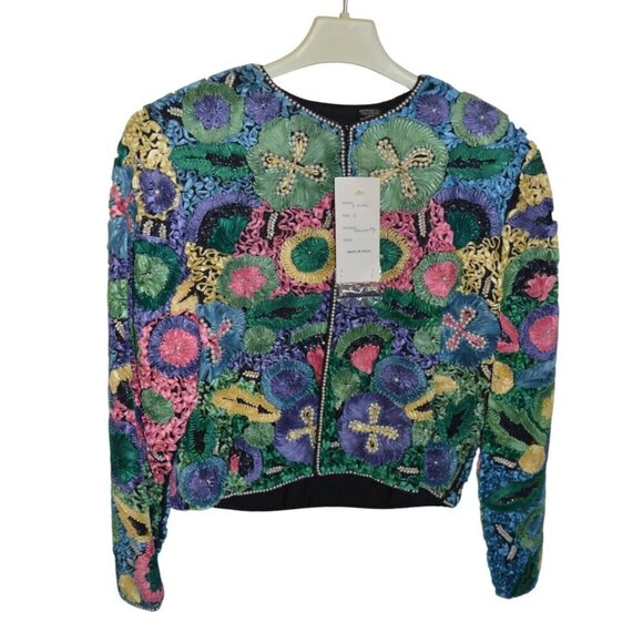 NWT Avant Garde Pastel Silk Ribbon Boxy Bolero Jacket Vintage 1990s Women Small - Picture 9 of 9